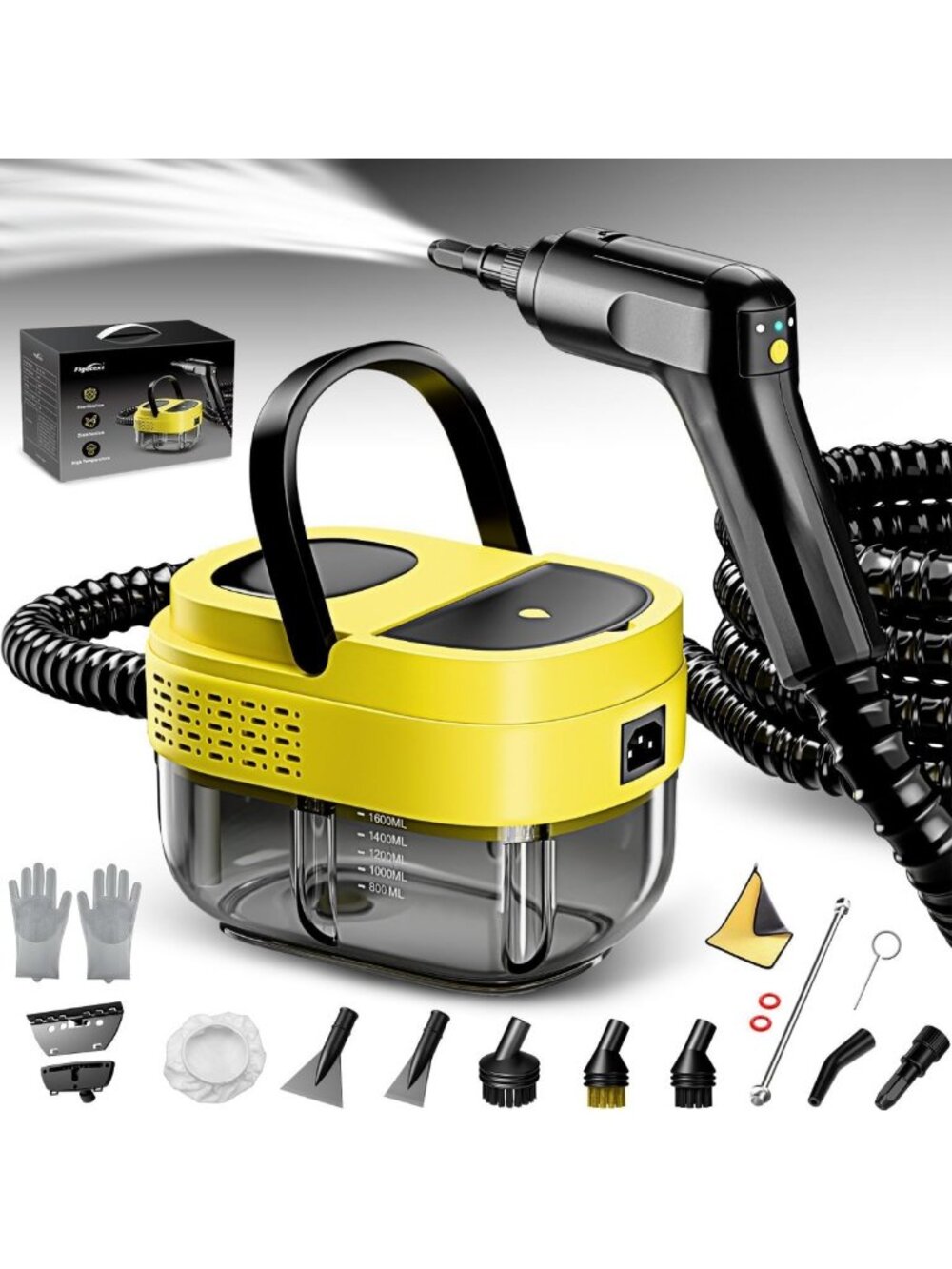 Portable Steam Cleaner with 3-Level Adjustable Handle & 16 Accessories